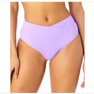 NWT Salt & Cove Juniors' Ribbed V-Waist Bikini Bottoms, Purple